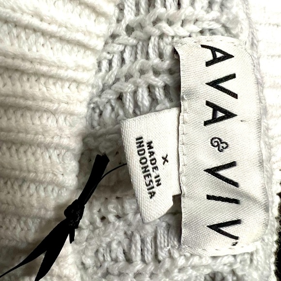 Ava & Viv Sweater White Gray Sweater with Balloon Sleeve SIZE X Item SW03 - Picture 7 of 7